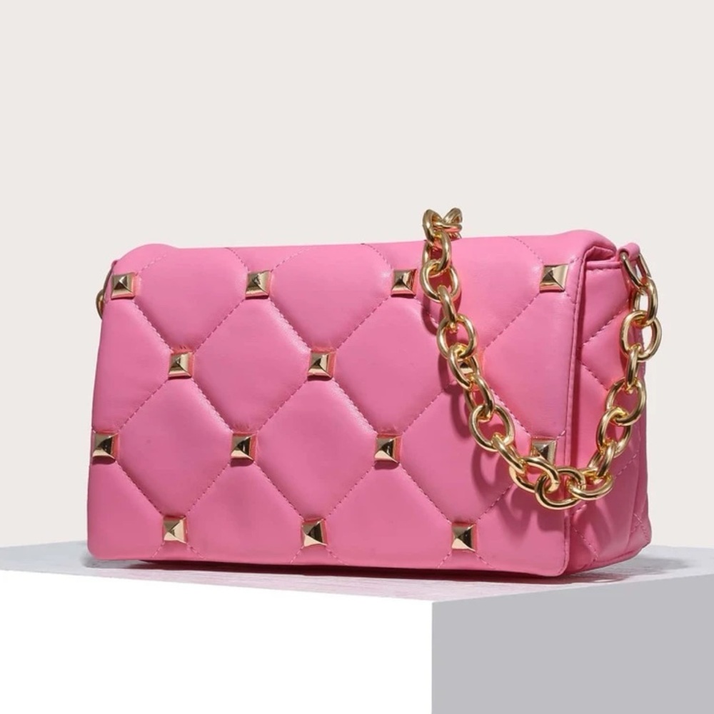 Hot Pink Studded Quilted Bag